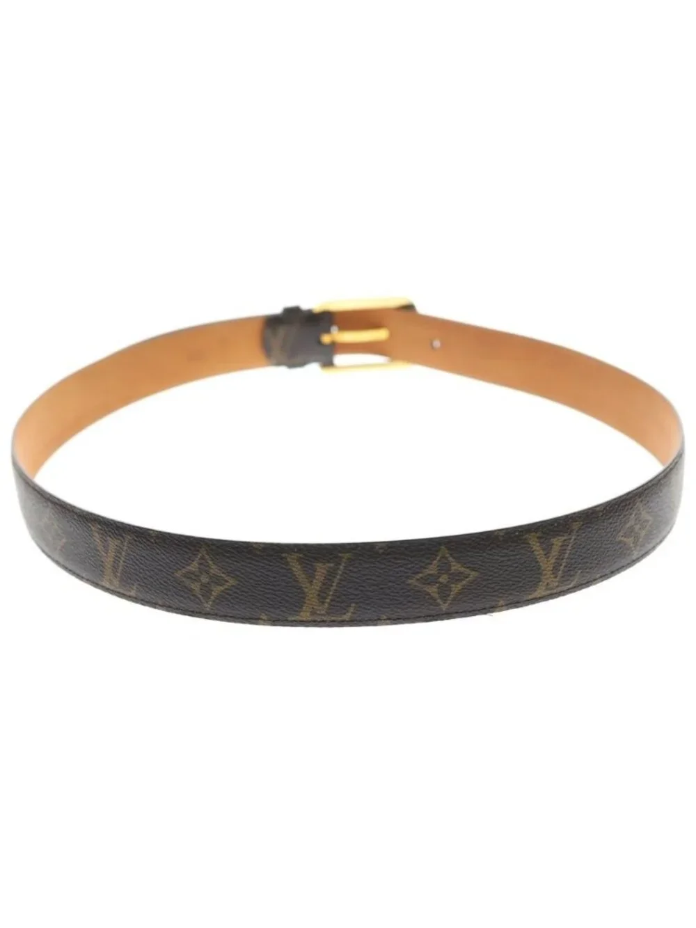 Louis Vuitton Ceinture Ellipse Monogram Leather Belt Brown Gold